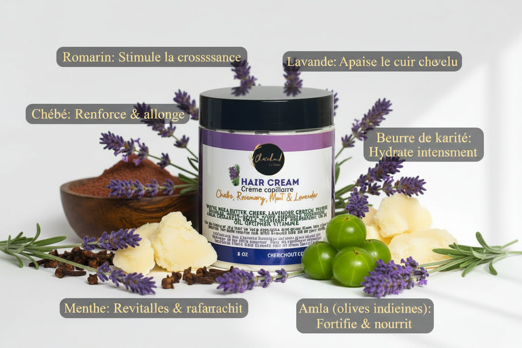 Crème capillaire – Chébé & Romarin - 8oz